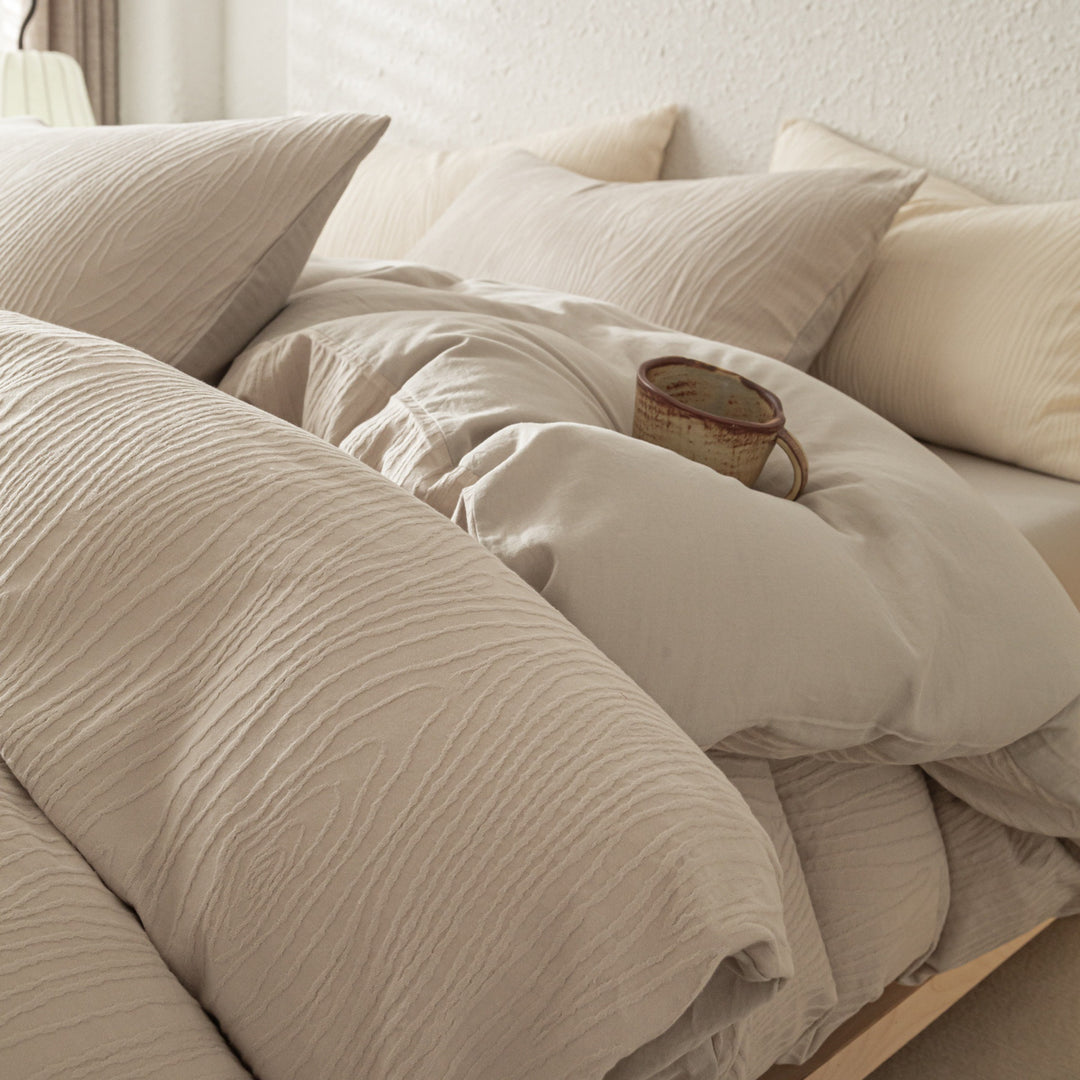 Strukturierte Holzmaserung Mikrofaser Bettbezug Set