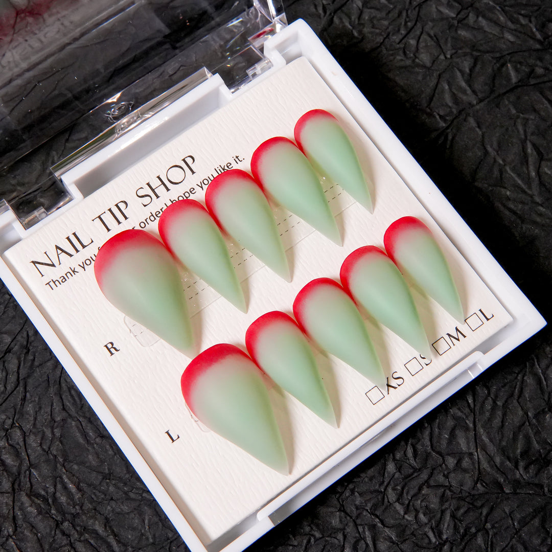 Stiletto Press-On Nail Set mit Ombre-Spitzen-Design