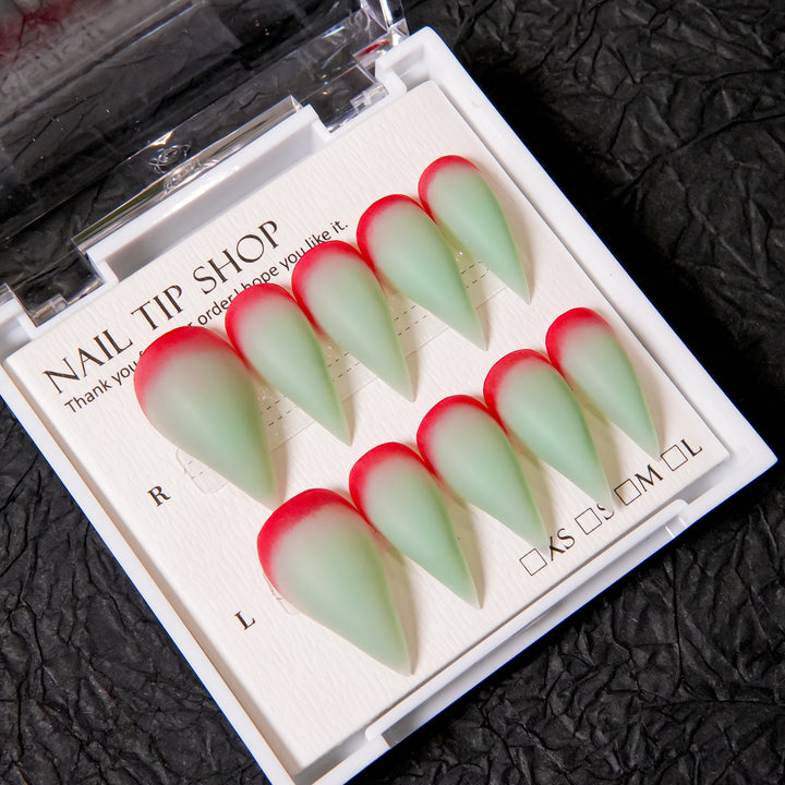 Stiletto Press-On Nail Set mit Ombre-Spitzen-Design