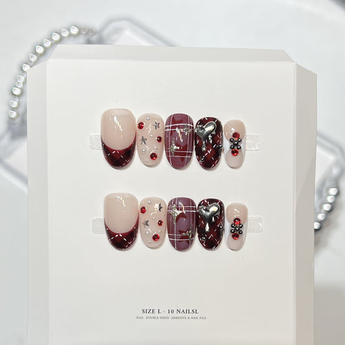 Künstlerisches Press-On-Nagel-Set mit stylischem Design