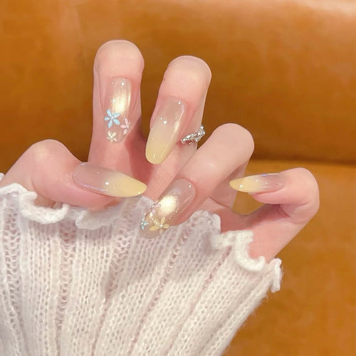Glänzendes Blumen-Design Press-On Nagelset