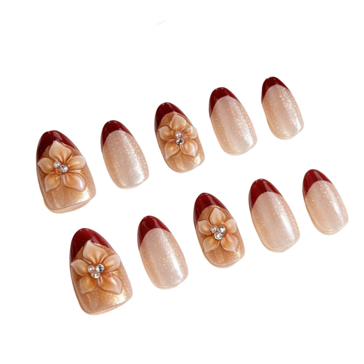 Dekoratives Press-On-Nagelset mit floralen Akzenten Karnz 1787225159
