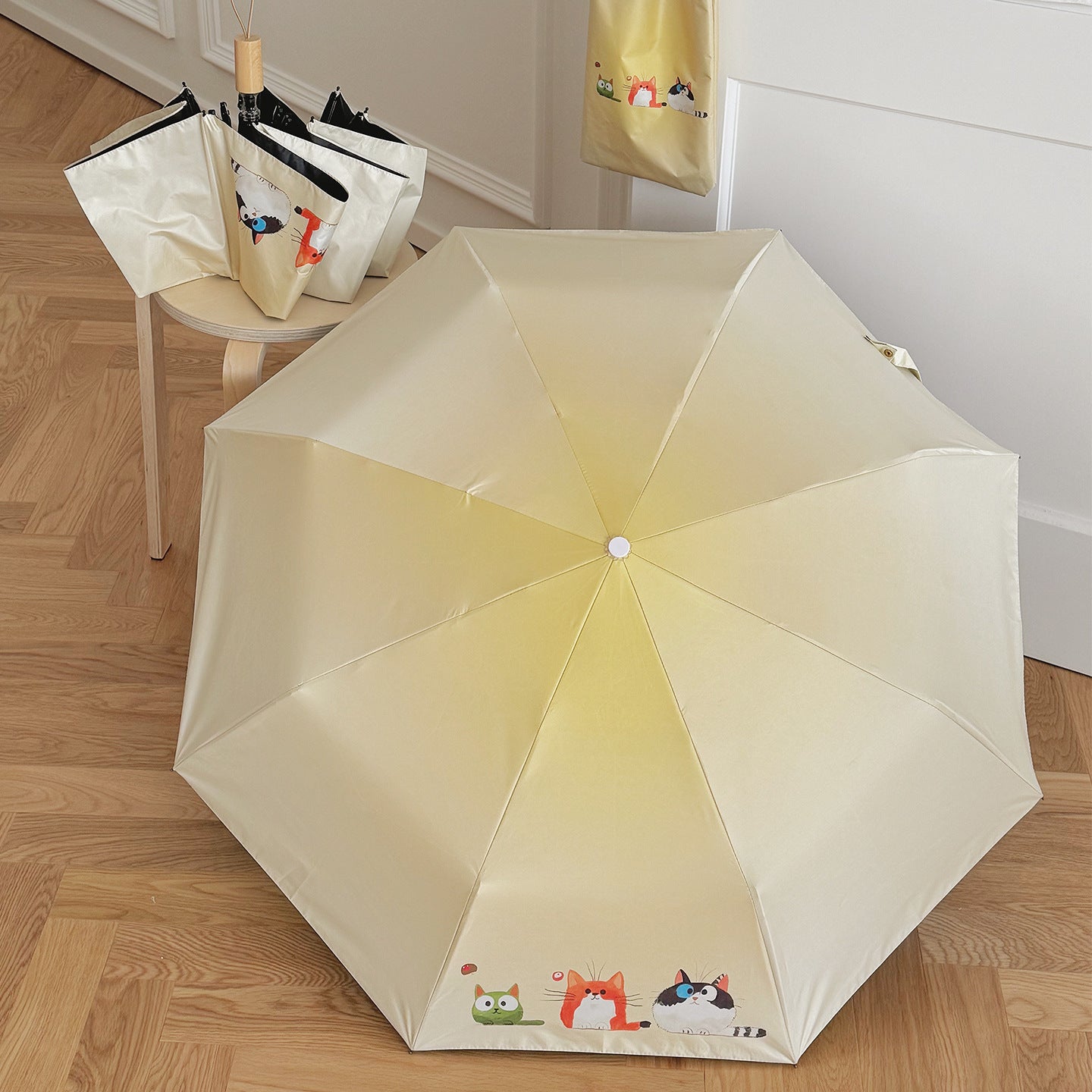Damen Faltbarer Regenschirm mit liebevollen Tiermotiven Karnz