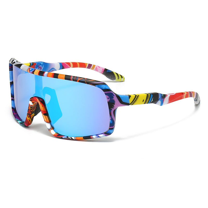 Damen modische Sonnenbrille im futuristischen Design mit großflächigen Gläsern Karnz
