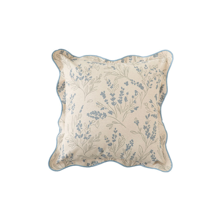 Quadratischer Zierkissenbezug mit gewellter Kante und botanischem Print Karnz