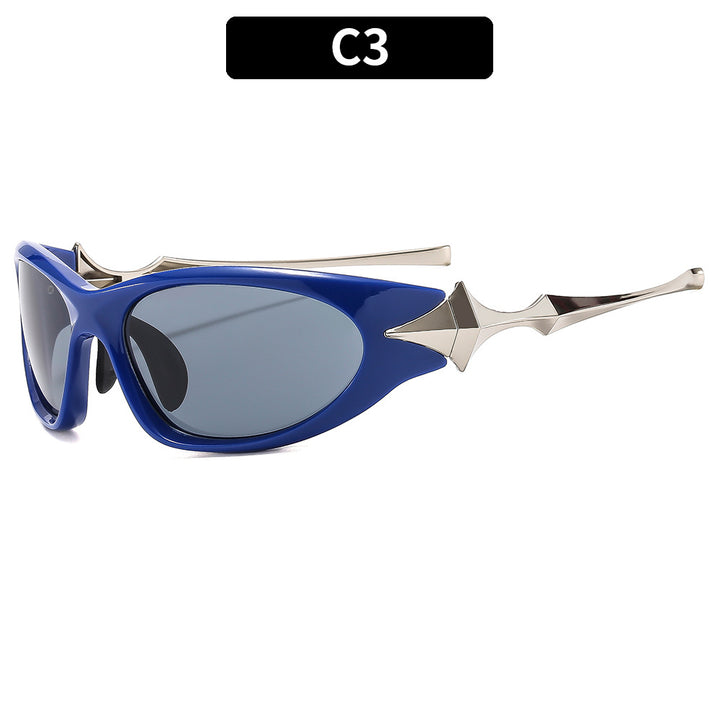 Futuristische Shield Sonnenbrille mit metallischen Akzenten