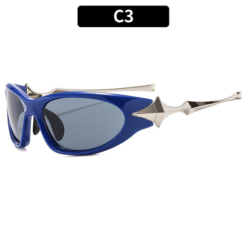 Futuristische Shield Sonnenbrille mit metallischen Akzenten