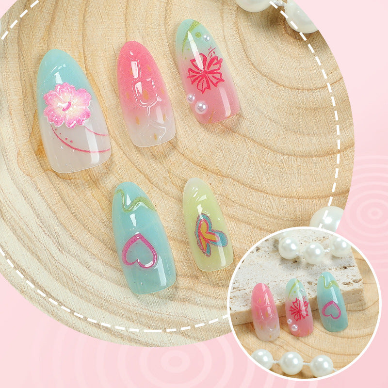 Künstlerisches sommerliches Press-On Nagelset