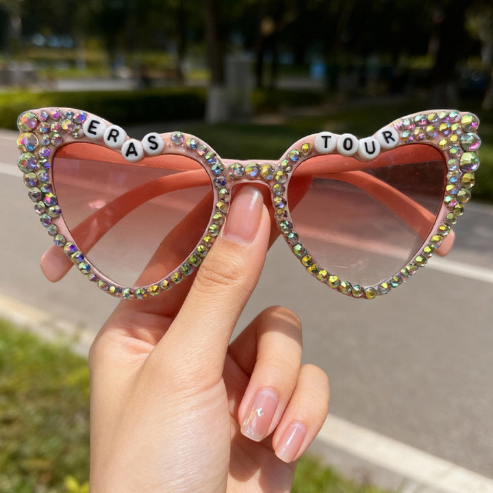 Dekorative mit Strass verzierten Herz-Sonnenbrillen Karnz