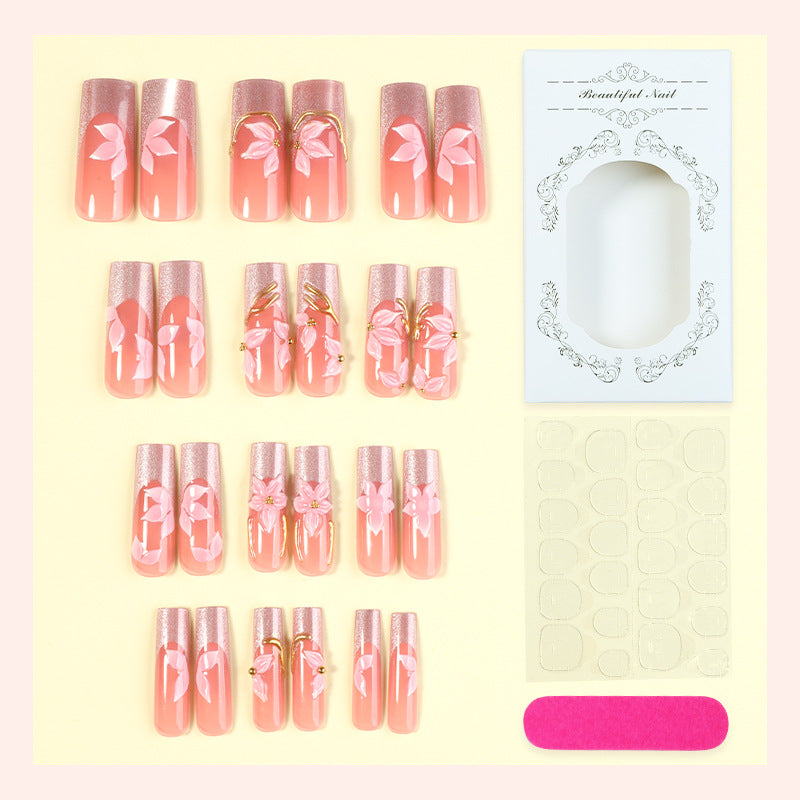 Florales dekoratives Press-On-Nagelset Karnz