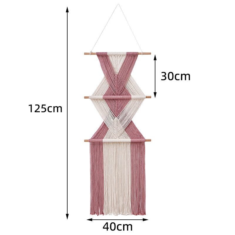 Makramee Wanddeko mit geometrischem Muster Karnz
