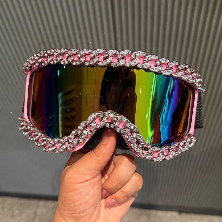 Damen Sportlich elegante Skibrille mit strassverziertem Rahmen Karnz