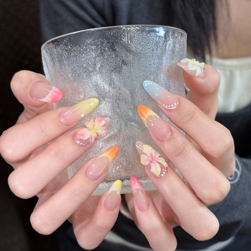 Floral- und Ombre-Press-On-Nagelkunst-Set Karnz