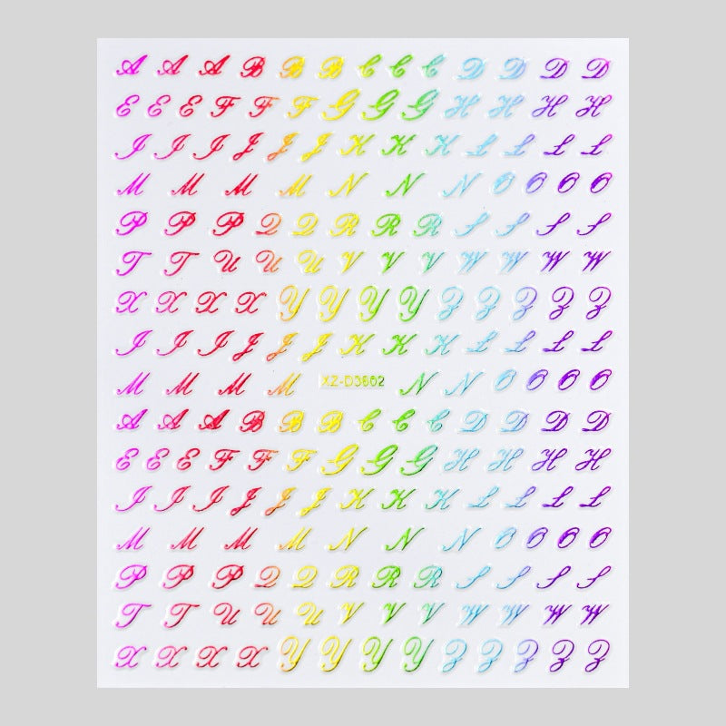 Dekorative Alphabet Nagelkunst Aufkleber