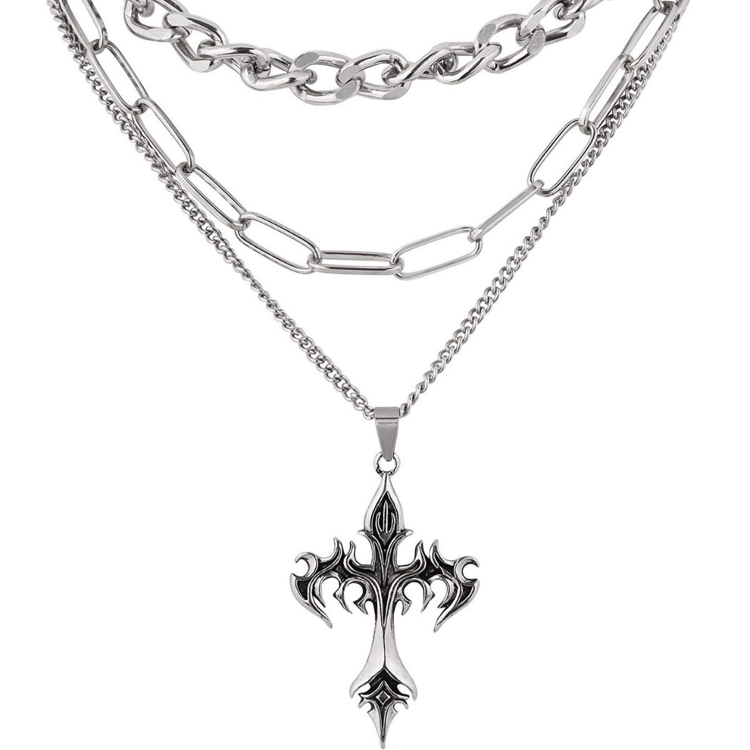 Schichtenkette Kreuz Anhänger Necklace Karnz