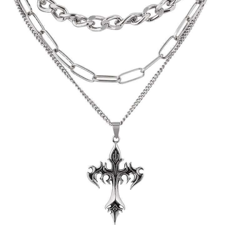 Schichtenkette Kreuz Anhänger Necklace Karnz