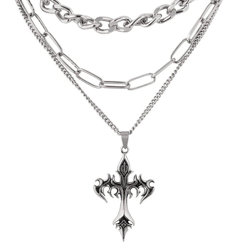 Schichtenkette Kreuz Anhänger Necklace Karnz