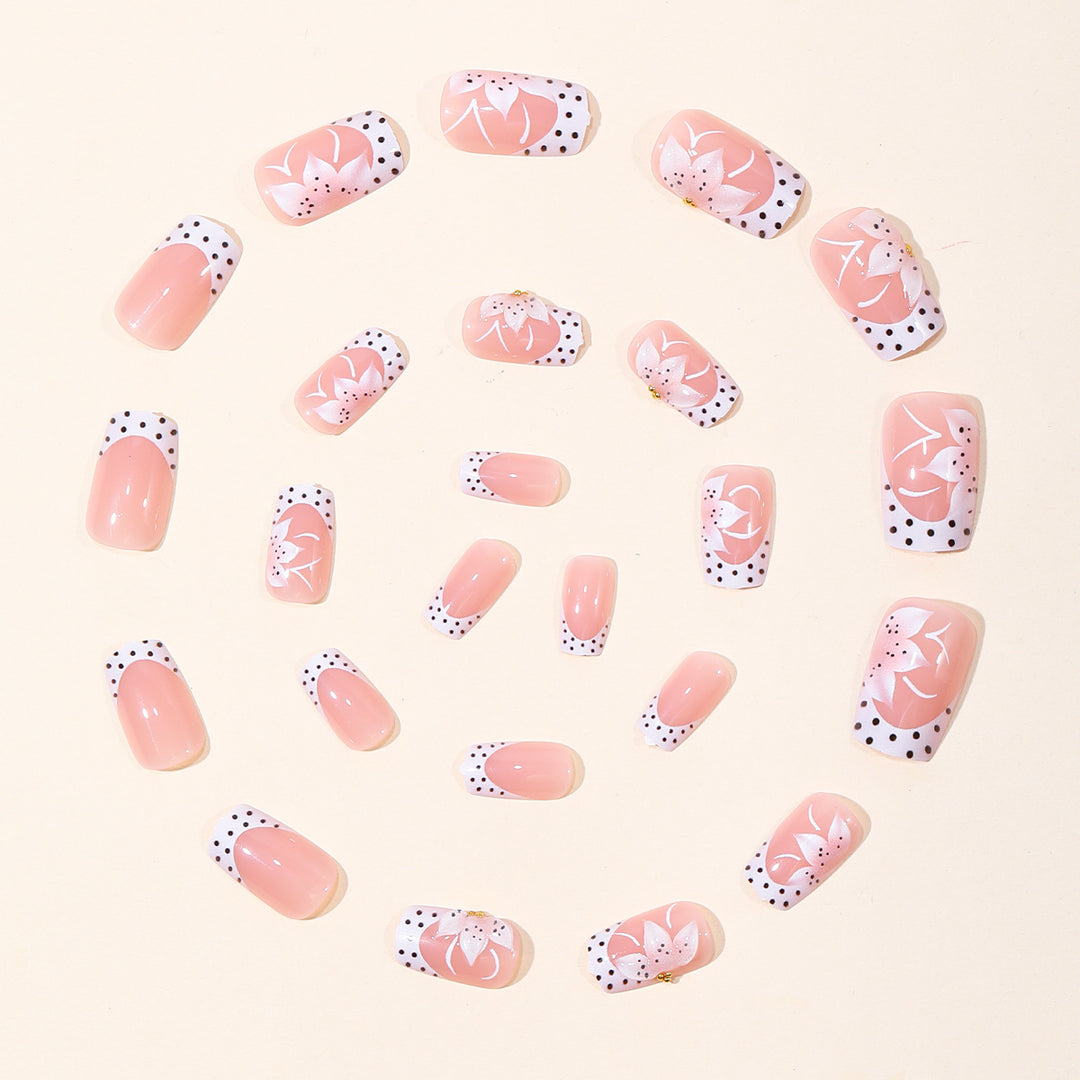 Floral Französische Spitze Acryl Nagelkunst Karnz