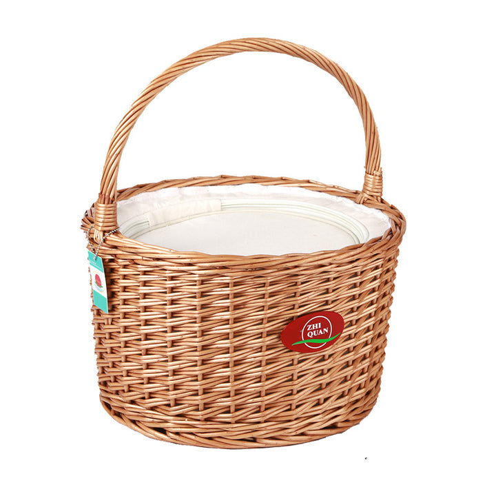 Damen Picknickkorb aus hochwertigem Naturmaterial mit robustem Holzdeckel Karnz
