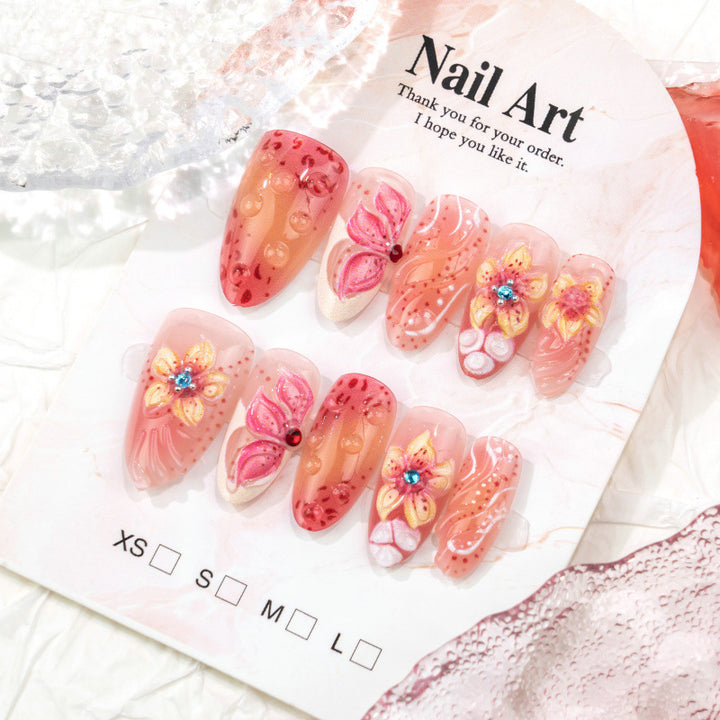 Elegantes Blumendesign Press-On Nagelkunsset