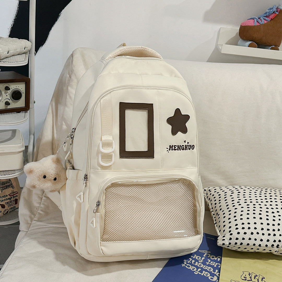 Strukturierter Casual-Rucksack mit transparentem Fach Karnz
