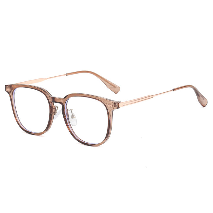Damen klare rechteckige Brille mit filigranem Metallrahmen Karnz