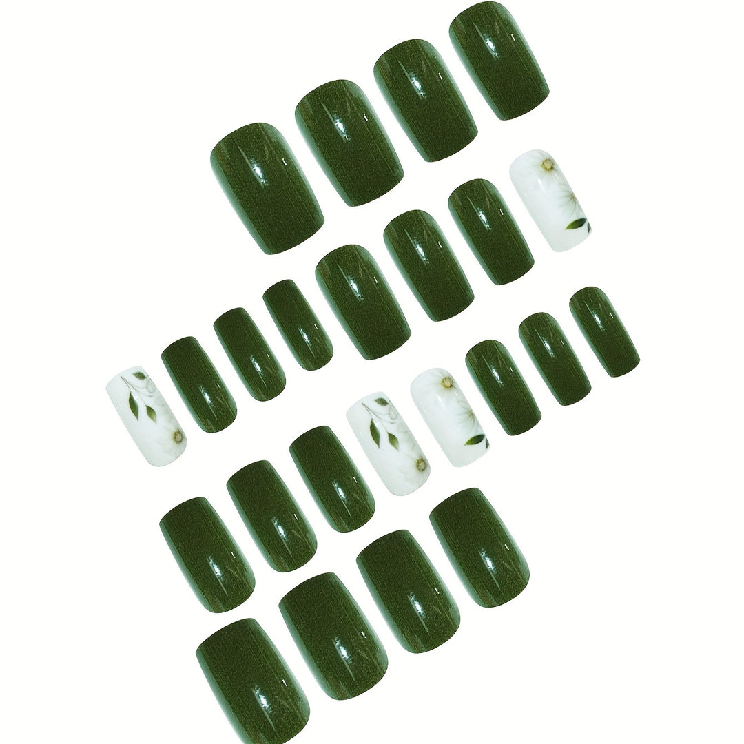 Elegantes floral verziertes Press-On-Nagelset Karnz