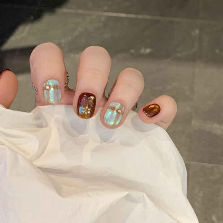 Künstliche Nail Art Spitzen mit Schimmer und Glitzer Karnz