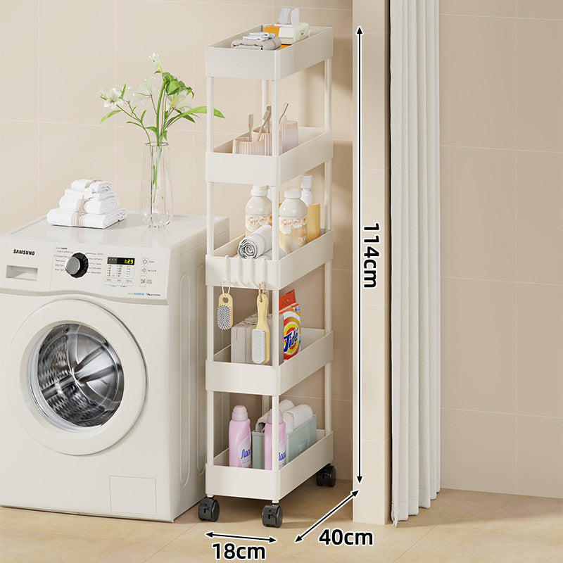 Slim Four-Tier Rolling Laundry und Badezimmer Aufbewahrungswagen mit tiefen Tablettkörben und verriegelbaren Drehrollen
