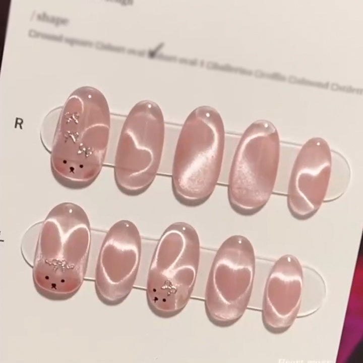 Künstliche Nagelkunst mit verspieltem Hasen-Design Karnz