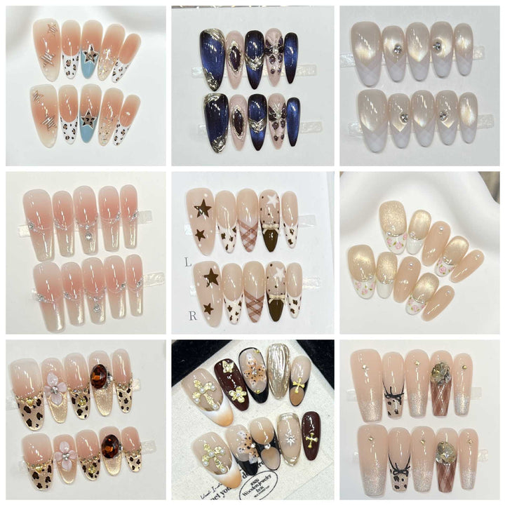 Glamouröse Sternenförmige Press-On Nagelkunst