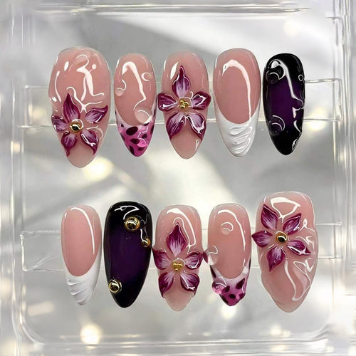 Künstlerisches Blumennagel-Set zum Aufkleben 1790738682
