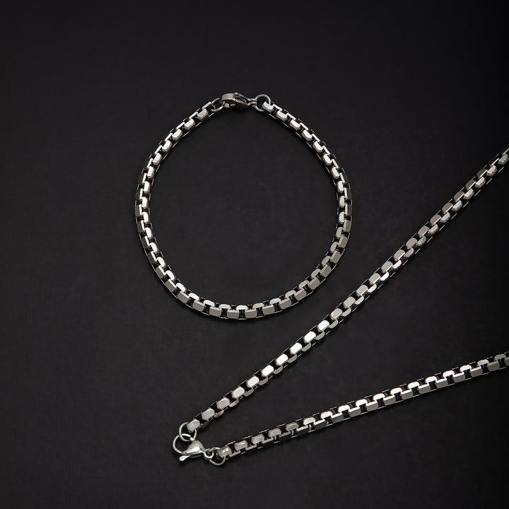 Edelstahl Ketten-Halskette und Armband Set Karnz