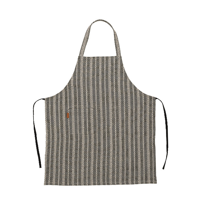 Atelier- und Küchen-Schürze aus Baumwoll‑Leinen mit Taschenpanel und verstellbarem Nackenband