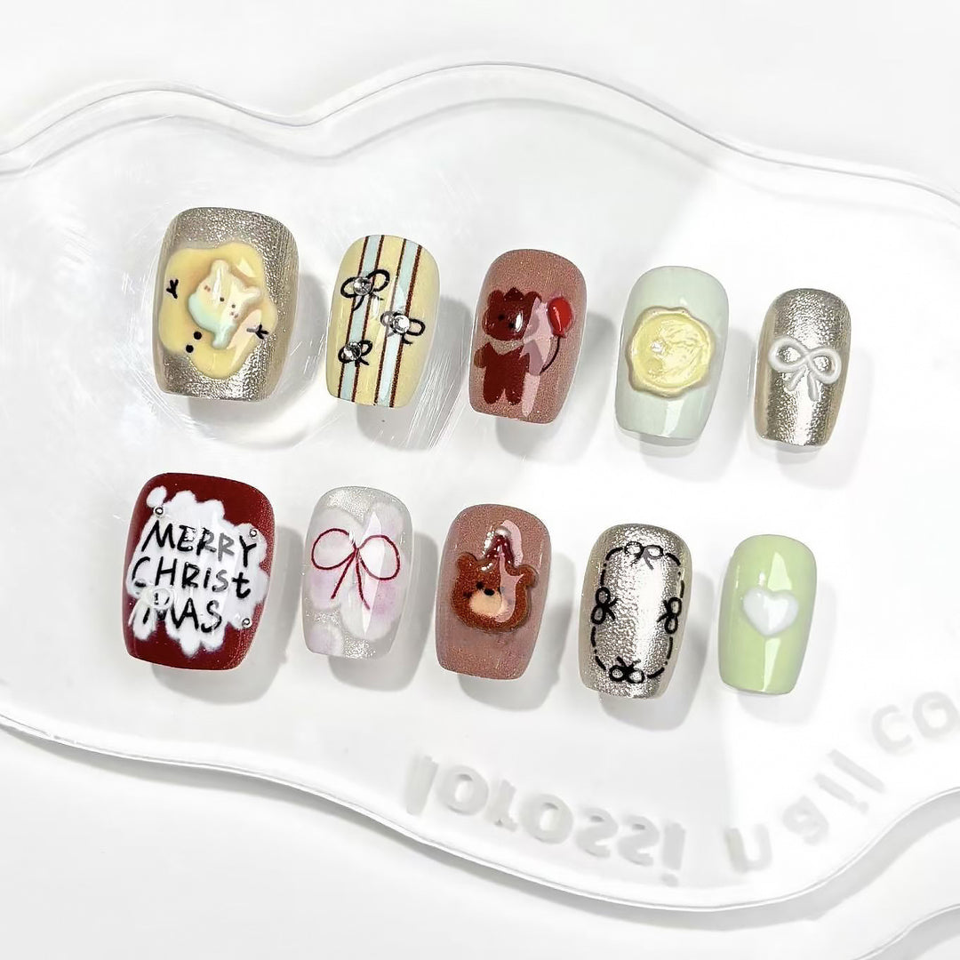 Festliches Thema Press-On Nagelkunst Set Karnz