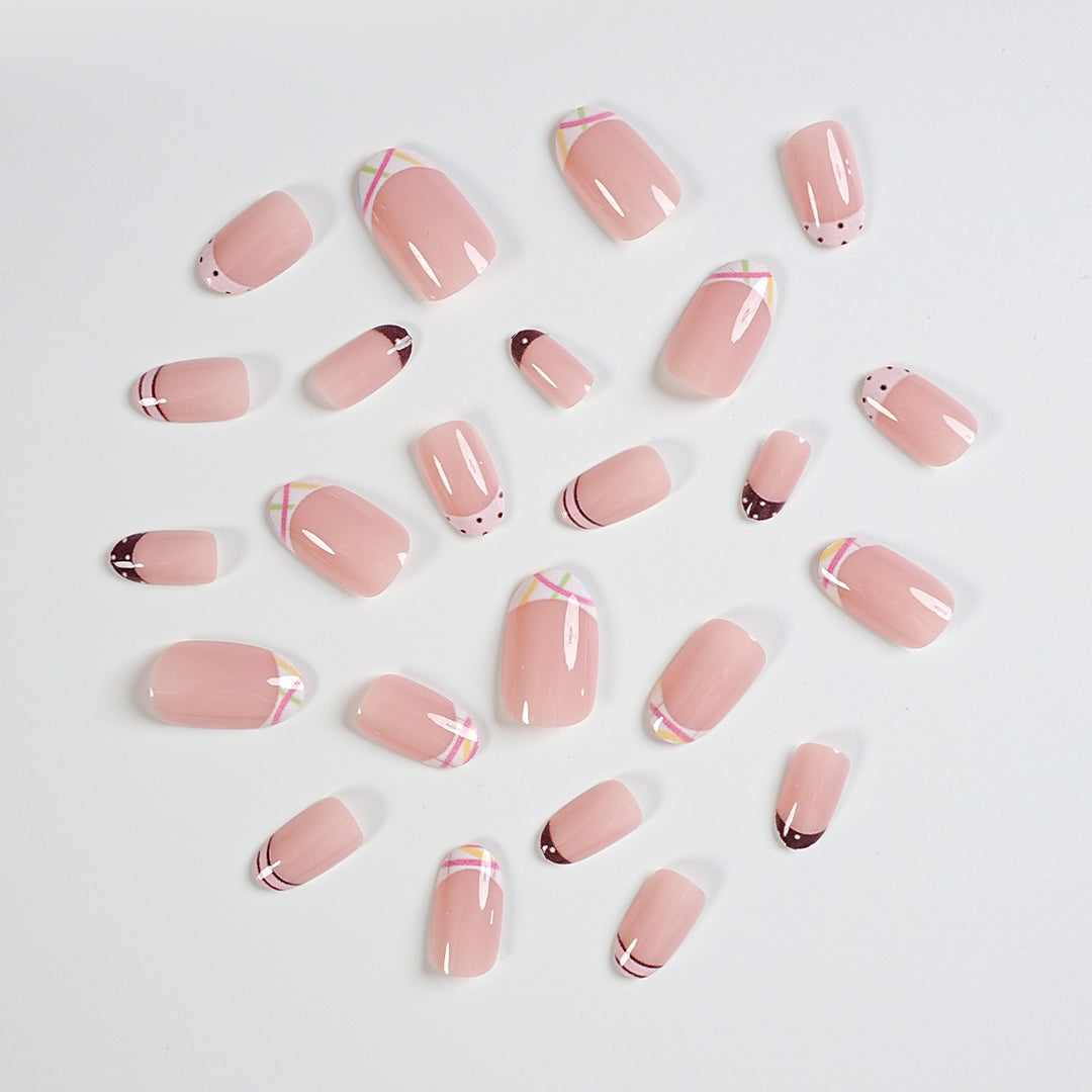 Trendige French Tip Press-On Nägel