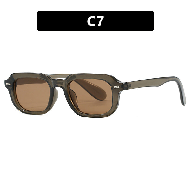 Damen quadratische Sonnenbrille mit hochglänzendem transparentem Rahmen und polarisierenden Gläsern Karnz