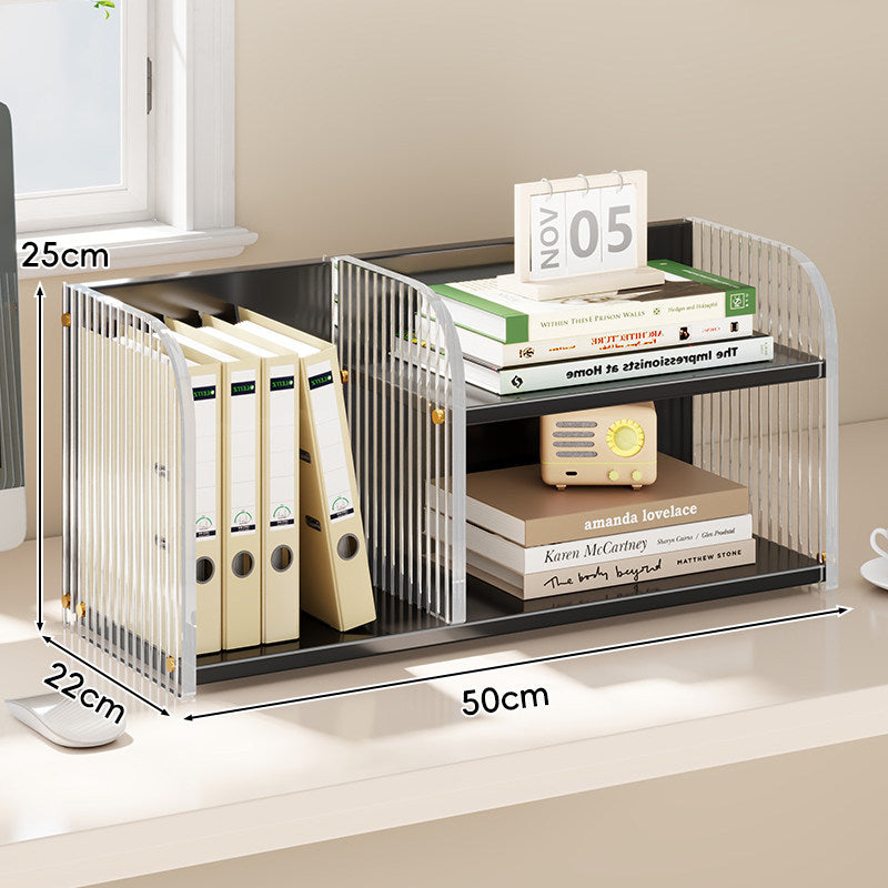 Gekrümmtes Acrylpanel Dual-Compartment Schreibtisch Buch- und Dokumentenorganisator