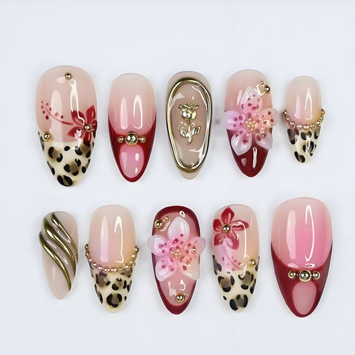Glamouröse Blumen Press-On Nagel Set