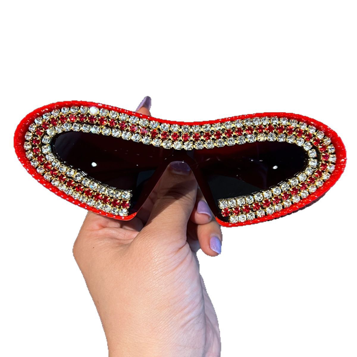 Damen Glamouröse Sonnenbrille mit funkelndem Kristallrahmen Karnz 1780939152