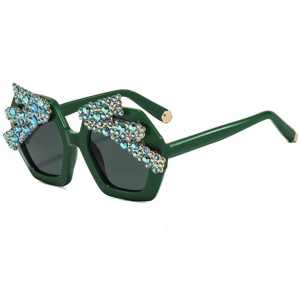 Damen Statement-Sonnenbrille mit funkelndem Kristallrahmen Karnz