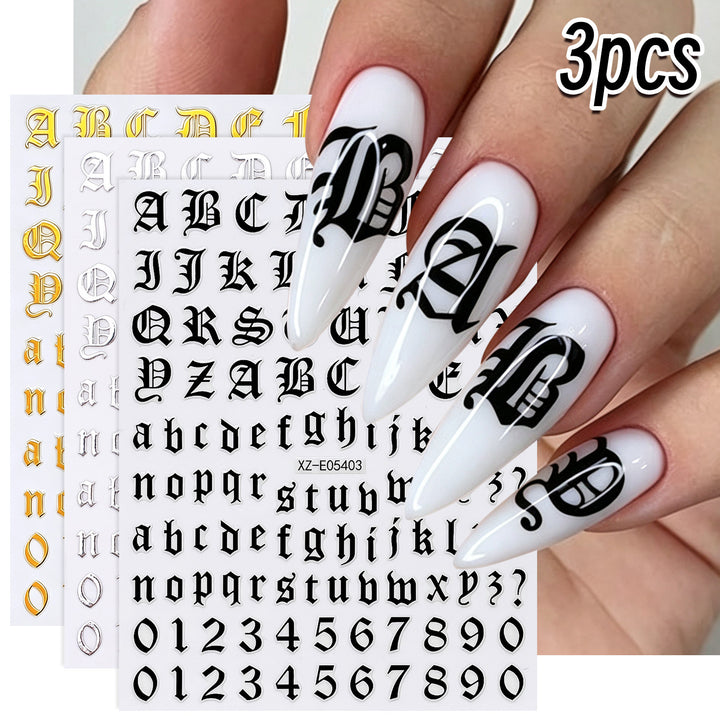 Dekorative Nagelkunst Buchstaben Aufkleber