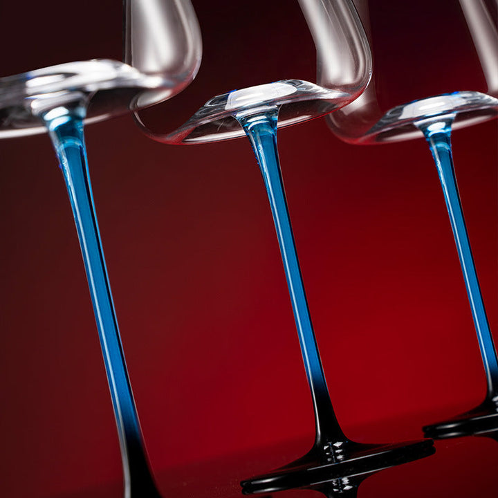 Kristallglas Blau Stiel Burgunder Weinglas Mit Blauem Berg Weinkaraffen Sets | Karnz