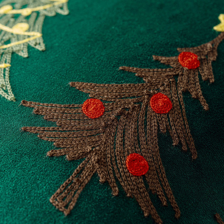 Bestickte Weihnachtsbaum quadratische Dekokissenhülle mit Kettelrand
