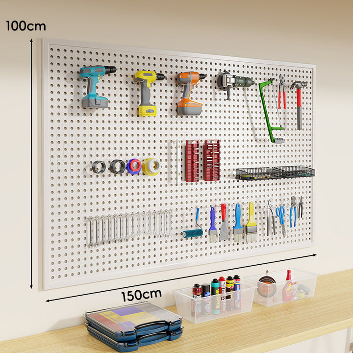 Wandmontierter Lochblech-Werkzeug-Pegboard-Organizer mit modularen Haken und Drahtkörben