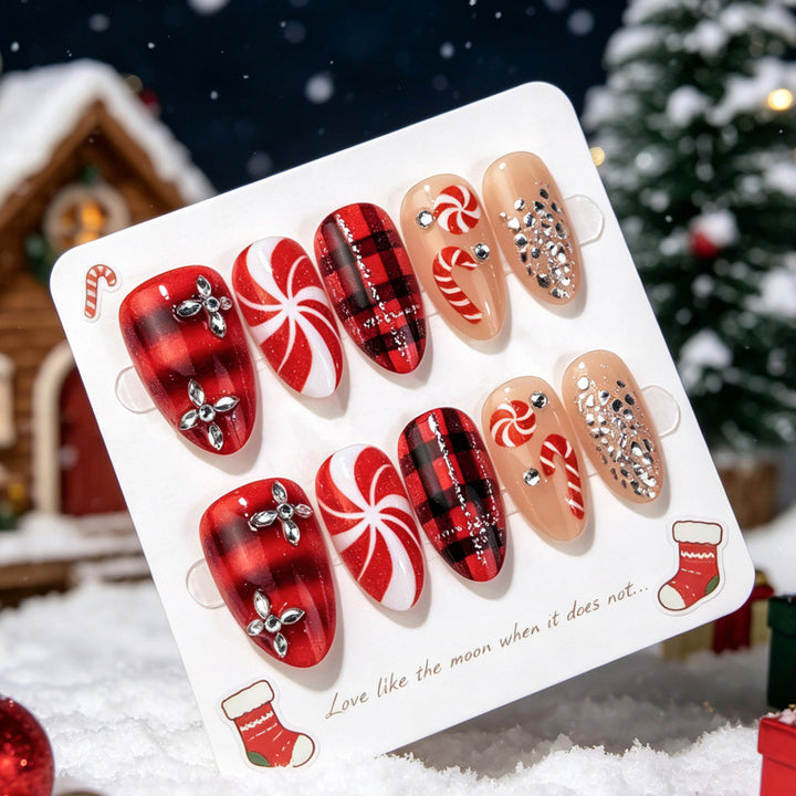 Festliches Süßigkeiten-Themen Press-On Nagelkunst Set