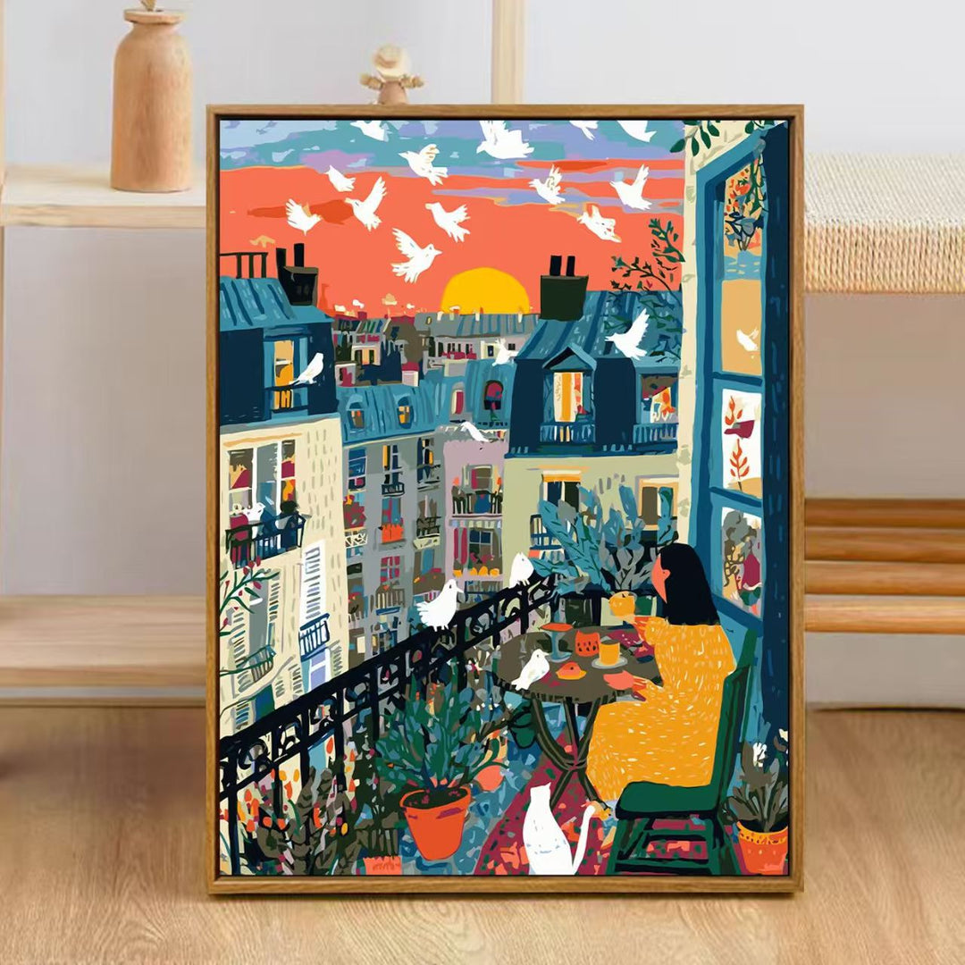 Bunte Stadt Skyline Kunstdruck Karnz