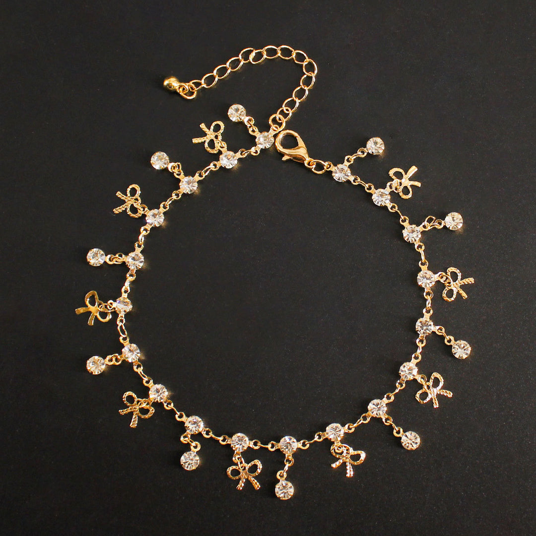 Delikate Kristall Charm Fußkettchen Karnz