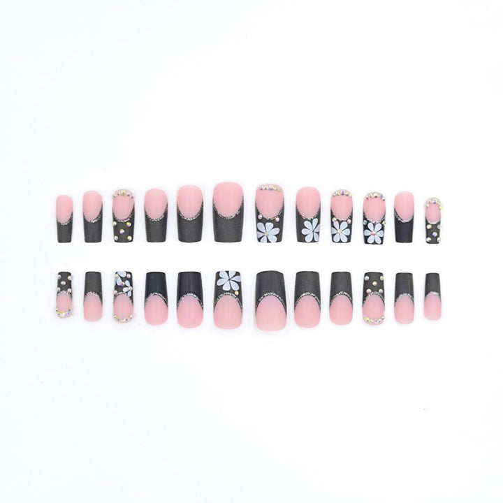 Glamouröses Floral- und Strass-Nagelkunst-Set