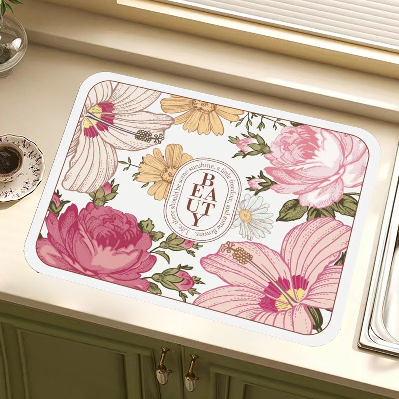 Vintage Floral Design Küchenmatte